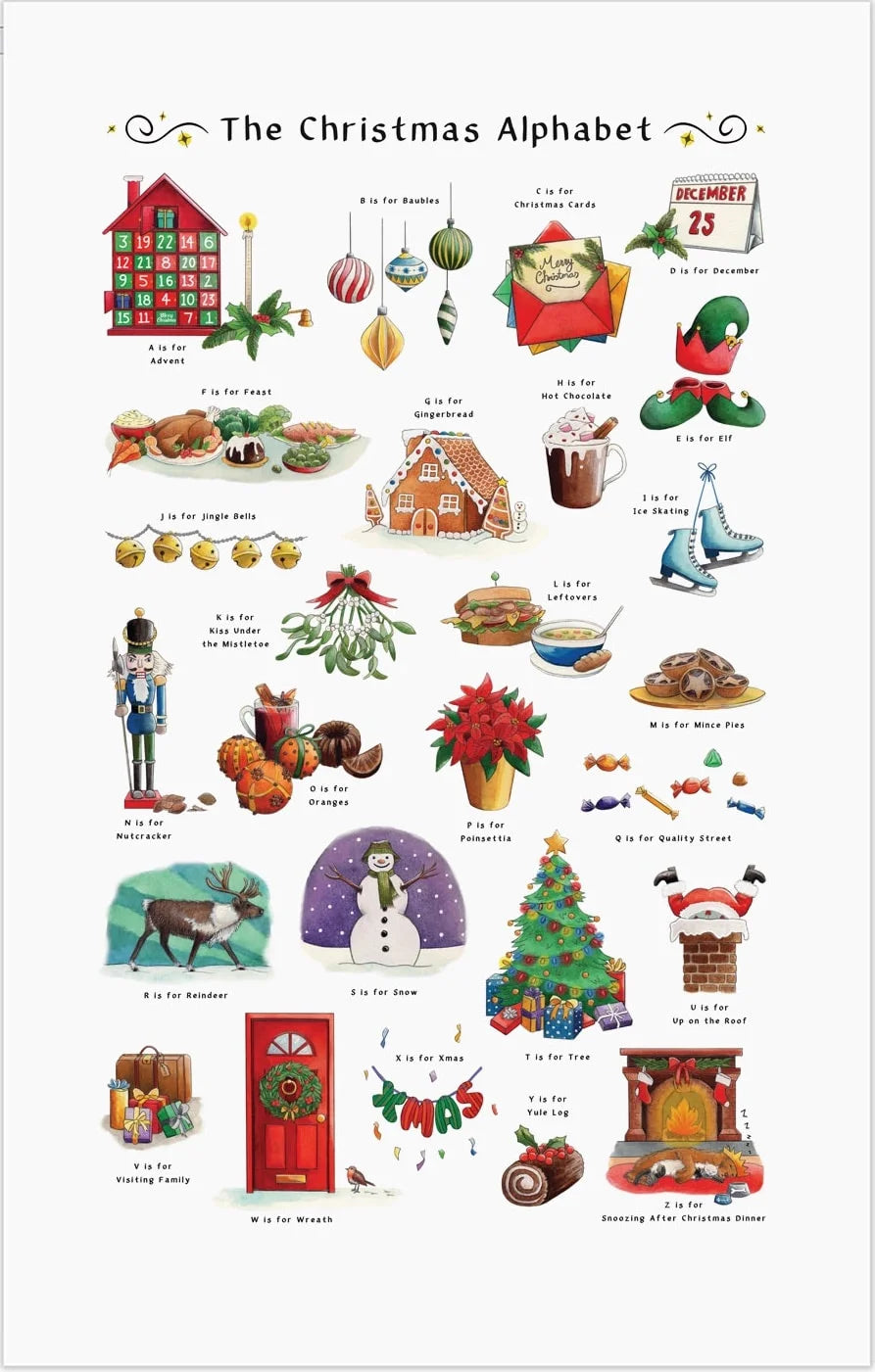 The Christmas Alphabet Tea Towel
