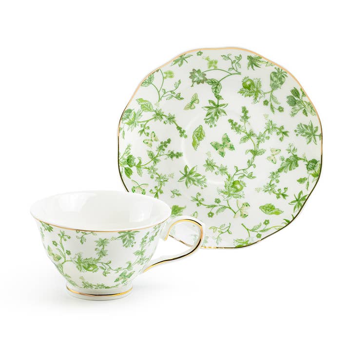 Green Garden Teacup & Saucer