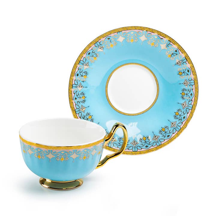 Blue Toile Teacup & Saucer