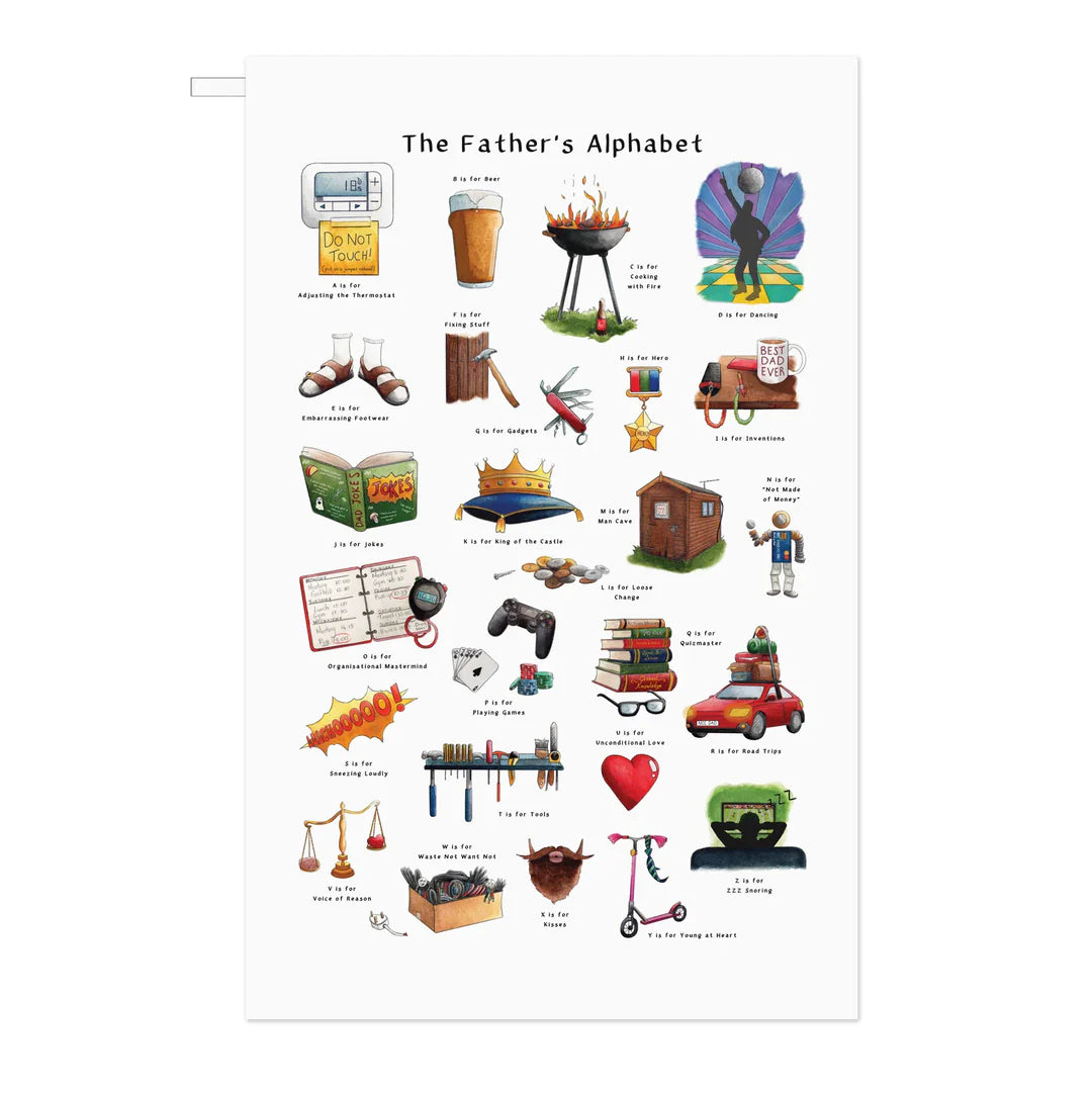 Father's Day Alphabet Tea Towel